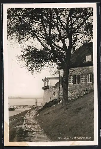 AK Düsseldorf, Gasthaus Schnellenburg am Wasser