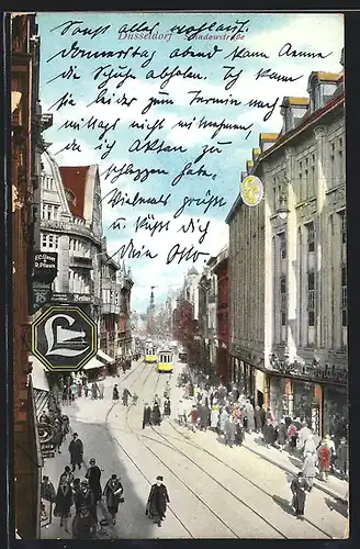 AK Düsseldorf, Strassenbahn in der Schadowstrasse