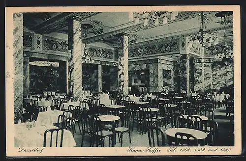 AK Düsseldorf, Innenansicht des Hansa-Cafes