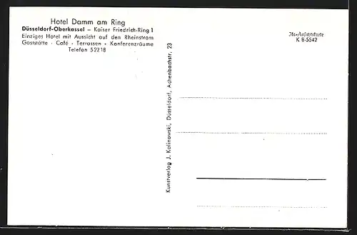 AK Düsseldorf-Oberkassel, Hotel Damm am Ring, Blick von der Terrasse