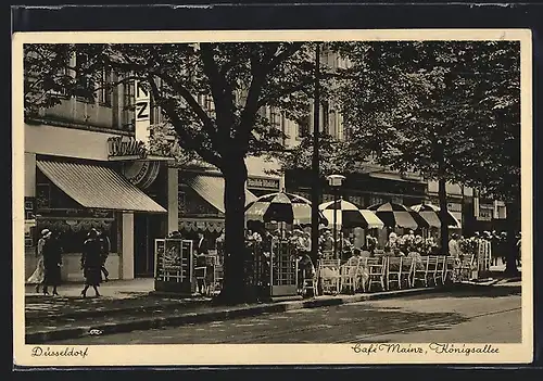 AK Düsseldorf, Café Mainz, Strasse Königsallee
