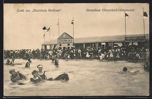 AK Düsseldorf-Obercassel, Blick in das Strandbad
