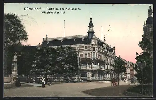 AK Düsseldorf, Partie an der Strasse Königsallee mit Wittelsbacher Hof
