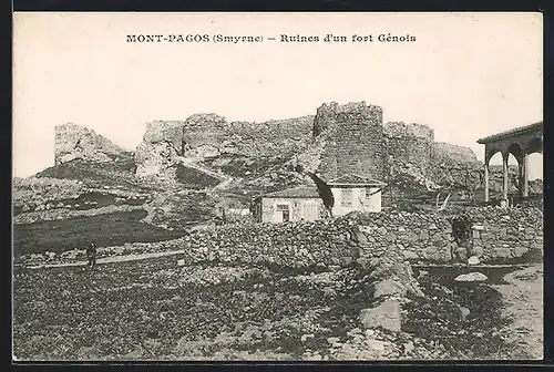 AK Mont-Pagos (Smyrne), Ruines d`un fort Génois