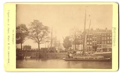 Fotografie A. Jager, Amsterda, Ansicht Rotterdam, De Boompjes, Segelschiffhafen mit Geschäften
