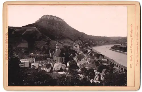 Fotografie Hermann Poy, Dresden, Ansicht Königstein, Blick über die Stadt nach der Festung