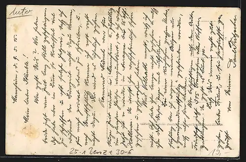 Foto-AK Auto Benz, Soldat in Uniform am Steuer des KFZ