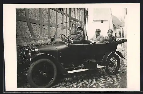 Foto-AK Auto Adler, Sonntagsausflug im August 1925
