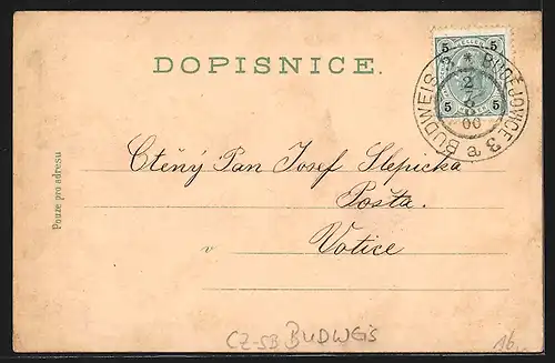 Lithographie Budweis, Vídenska ulice, Chrám svate Anny, Lanouv pomník