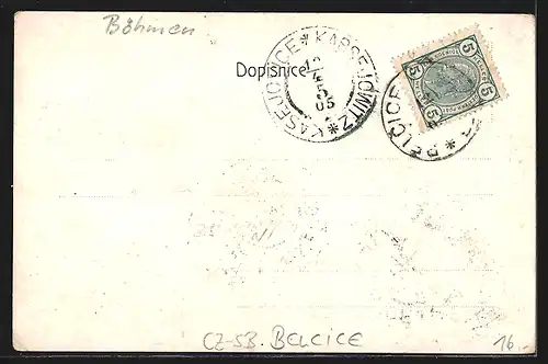 AK Belcice, Teilansicht, Gasthaus, Bahnhof