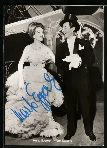 AK Opernsängerin Marta Eggerth mit original Autograph, Opernsänger Jan Kiepura