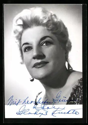 AK Opernsängerin Gladys Kuchta, original Autograph