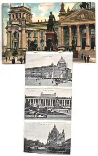 Leporello-AK Berlin, Bismarckdenkmal, Unter den Linden, Neue Wache