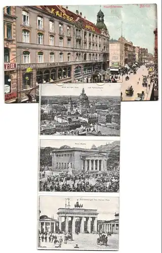 Leporello-AK Berlin, Kaiser-Hotel in der Friedrichstrasse, Neue Wache, Königliches Schloss