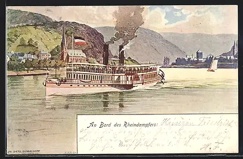 AK Rheindampfer in Fahrt