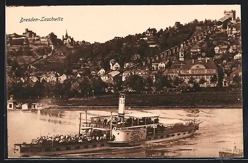 AK Dresden-Loschwitz, Dampfer Loschwitz auf der Elbe