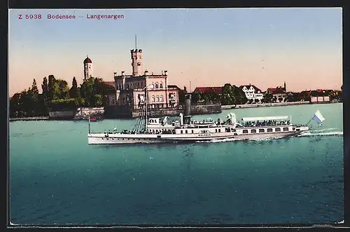 AK Langenargen, Dampfer Bavaria auf dem Bodensee