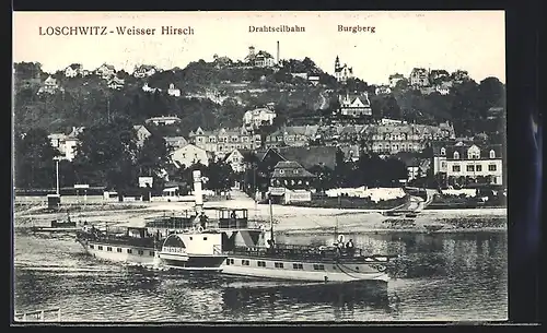 AK Loschwitz-Weisser Hirsch, Dampfer Habsburg auf der Elbe