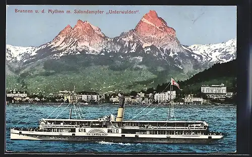 AK Brunnen, Salondampfer Unterwalden u. d. Mythen