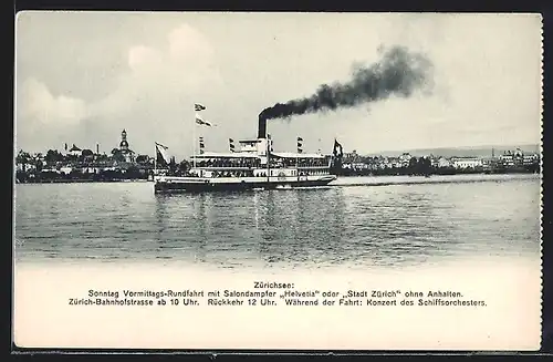 AK Salondampfer Helvetia auf dem Zürichsee