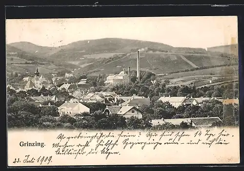 AK Wien-Grinzing, Ortsansicht mit Fernblick