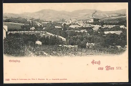 AK Wien-Grinzing, Blick von einer Anhöhe auf den Stadtteil