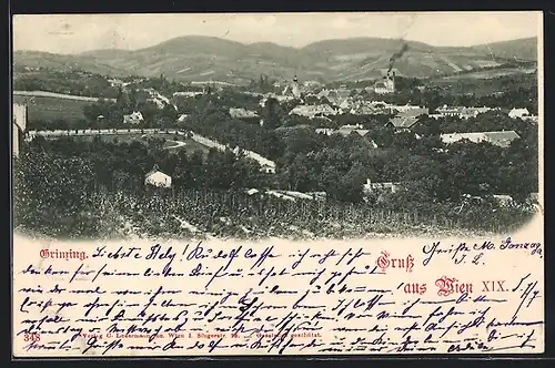 AK Wien-Grinzing, Blick von einer Anhöhe auf den Stadtteil