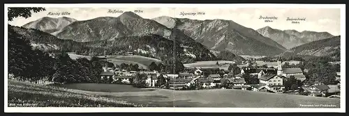 Klapp-AK Fischbachau, Ortsansicht mit Heissplatte und Jägerkamp