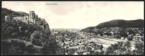 Klapp-AK Heidelberg, Panorama der Stadt mit Schloss u. Bergen