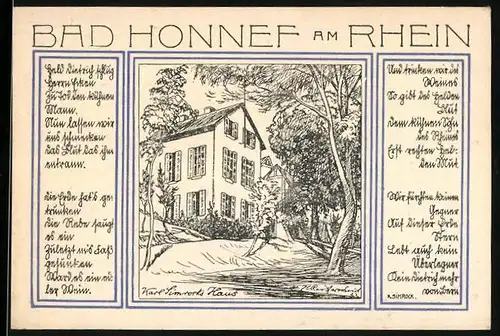 Notgeld Bad Honnef am Rhein 1921, 99 Pfennig, Karl Simrods Haus, Wappen