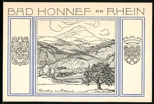 Notgeld Bad Honnef am Rhein 1921, 99 Pfennig, Löwenburg zur Ritterzeit, Wappen