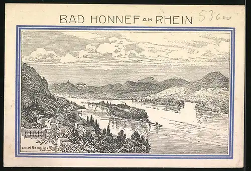 Notgeld Bad Honnef am Rhein 1921, 99 Pfennig, Ansicht vom Drachenfels, Wappen, Blick über den Rhein