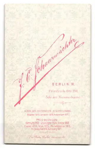 Fotografie J. C. Schaarwächter, Berlin, Friedrich-Str. 190, Grimmiges Kleinkind in weissem Rüschenkleid