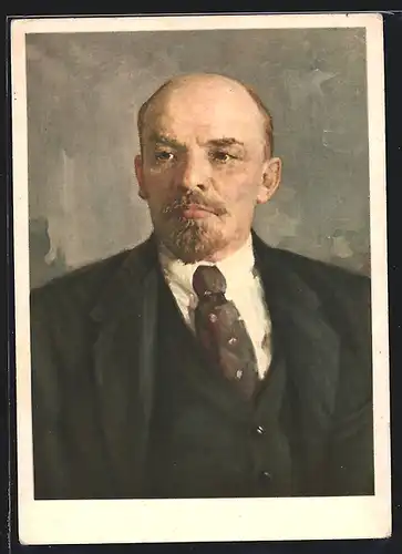 Künstler-AK Portrait von Lenin im schwarzen Anzug