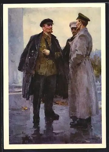 Künstler-AK Lenin mit verletztem Arm bei einem Besuch in Gorki 1963