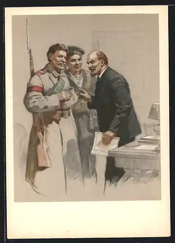 AK Vladimir Iljic Lenin spricht mit einem Soldaten