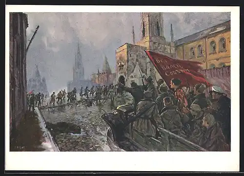 Künstler-AK Jours de la Révolution d`Octobre a Moscou 1917