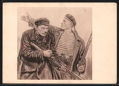 Künstler-AK La Garde Rouge, Revolution 1917