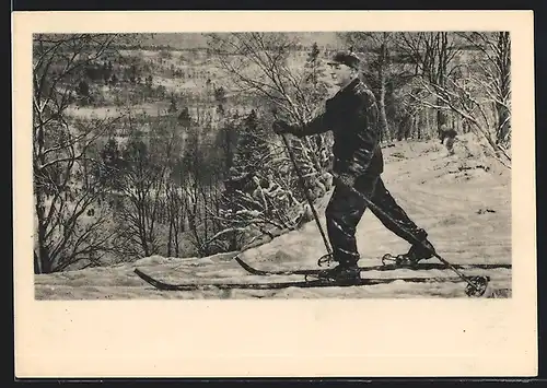 AK Marschall Woroschilow der Roten Armee auf Skiern