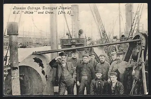 AK Doggerbank-Zwischenfall 1904, Russian Outrage, Damaged Trawler Mino