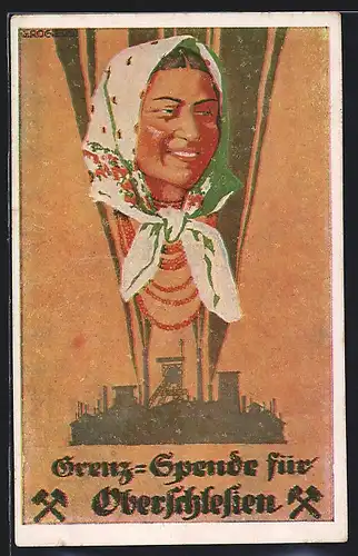 Künstler-AK Grenz-Spende für Oberschlesien, Schöne Bäuerin