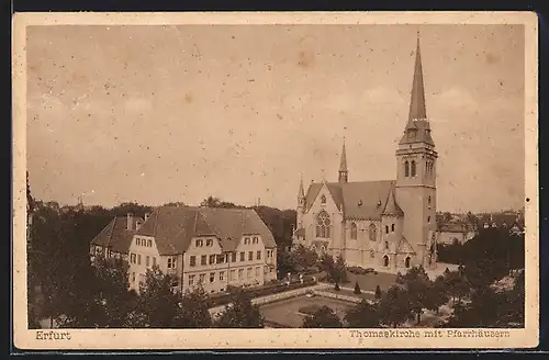 AK Erfurt, Thomaskirche mit Pfarrhäusern aus der Vogelschau