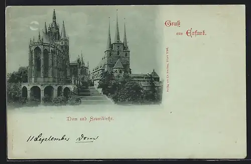 Mondschein-AK Erfurt, Dom und Severikirche