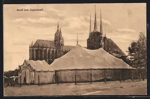 AK Erfurt, Jugendzelt des Jugendbundes für E. C. vor dem Dom