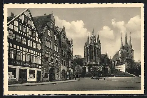 AK Erfurt, Blick zum Dom, mit Grüner Apotheke