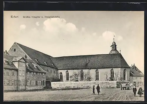 AK Erfurt, Platz vor dem Grossen Hospital, Hospitalkirche
