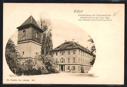 AK Erfurt, Glockenturm der Neuwerkskirche und Zolldirectionsgebäude