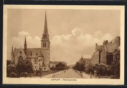 AK Erfurt, Teilansicht mit Thomaskirche