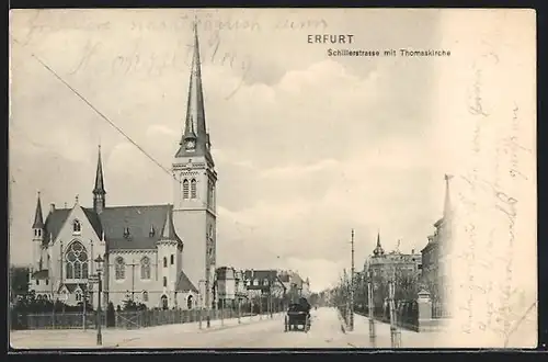 AK Erfurt, Schillerstrasse mit Thomaskirche