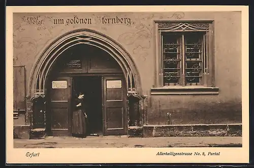 AK Erfurt, Gasthaus Zum goldnen Sternberg, Allerheiligenstrasse 8, Portal